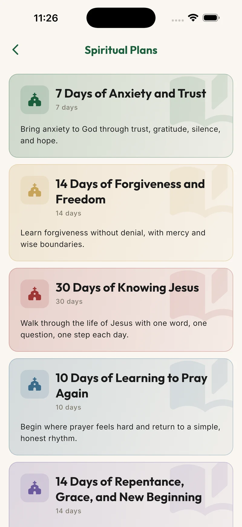 SpiritPal multi-day guided spiritual plans