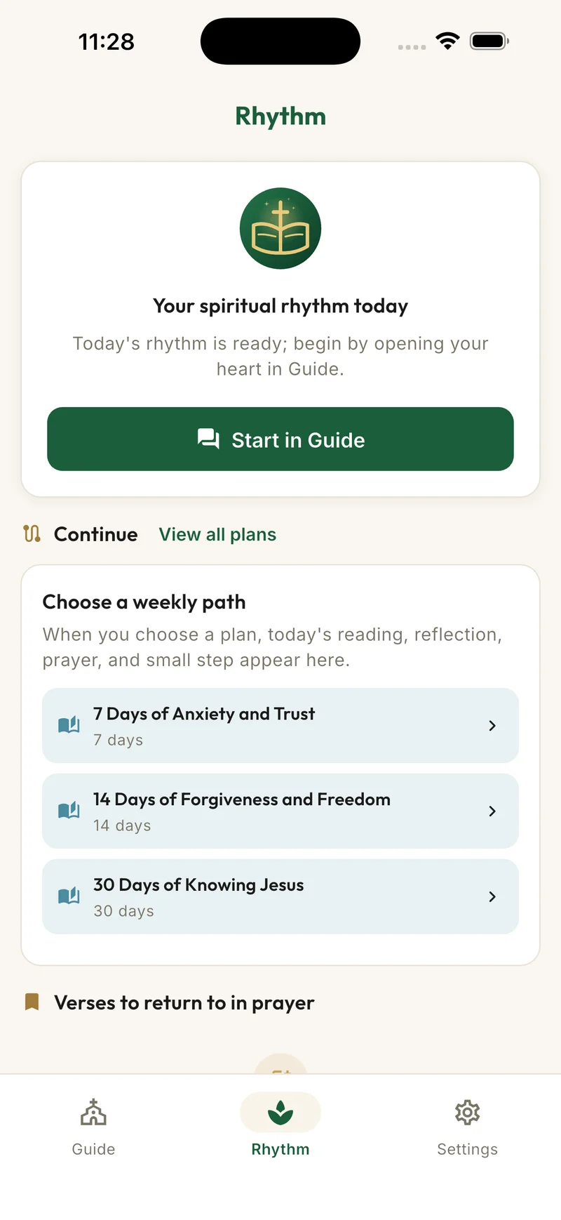 SpiritPal rhythm, saved verses and ongoing plans